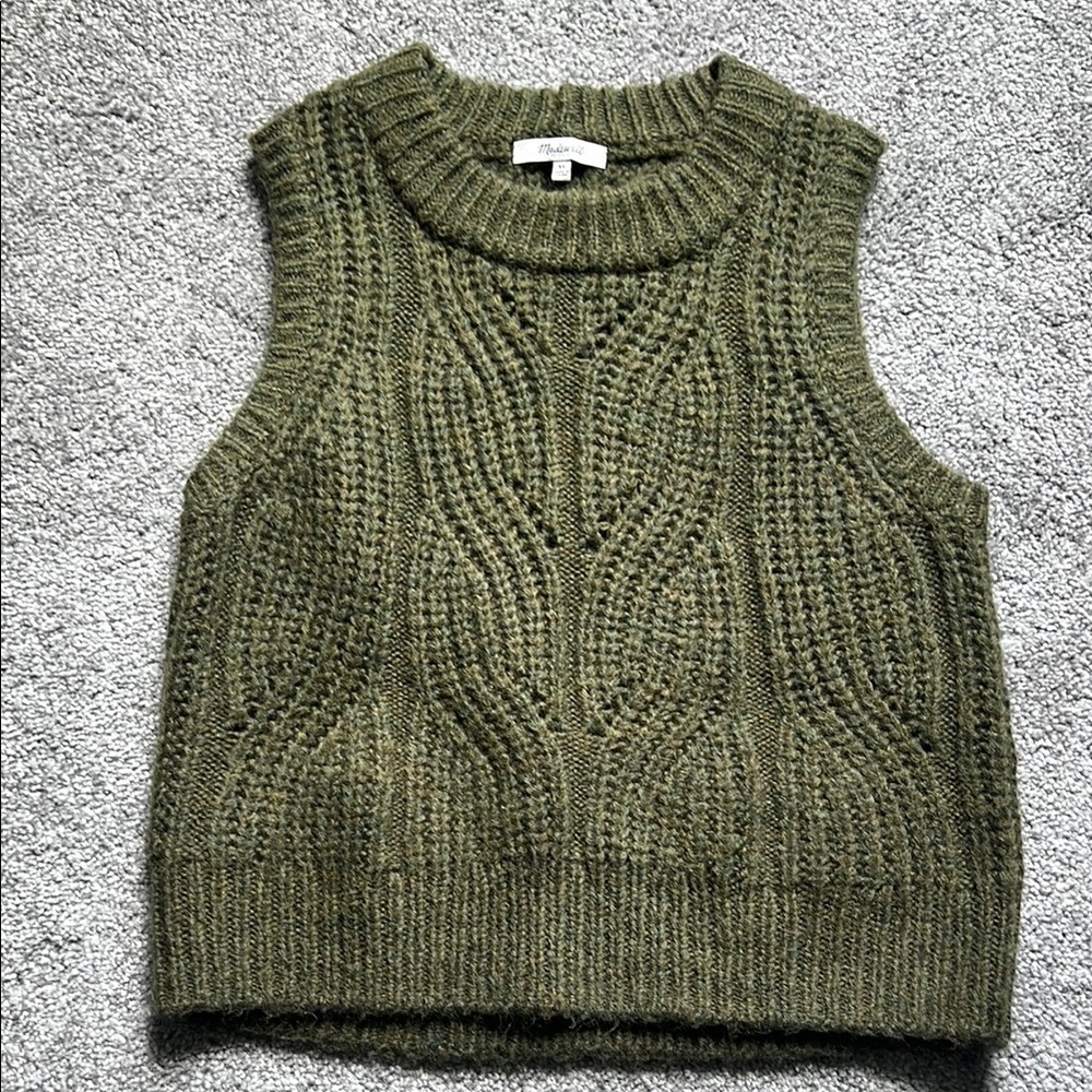 Madewell Chunky Knit Olive Sweater Vest